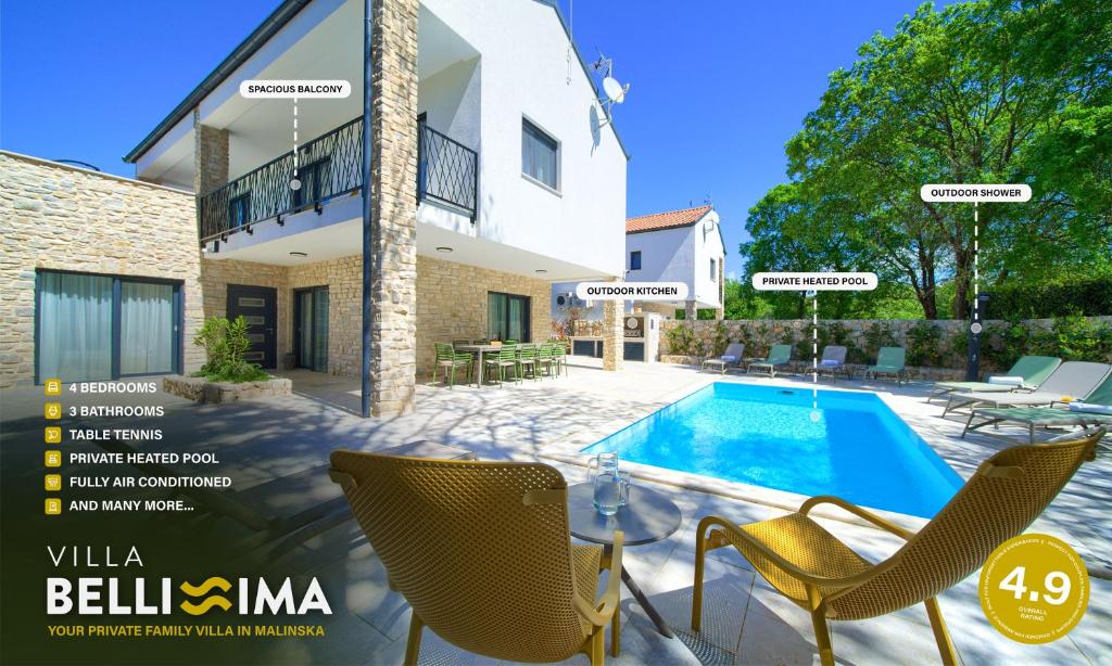 a visualization of a villa with a swimming pool at Villa Bellissima Malinska - Privater Pool, 4 Schlafzimmer, ruhige Lage in Malinska