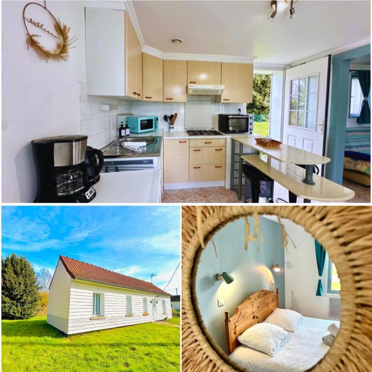 a collage of photos of a kitchen and a house at Escapade détenteSt-Valery & Le Crotoy à 15 min in Noyelles-sur-Mer