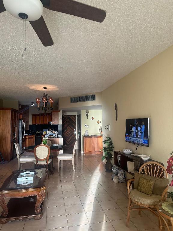 a living room filled with furniture and a tv at Mediterranean Caribbean View Village in Buena Vista