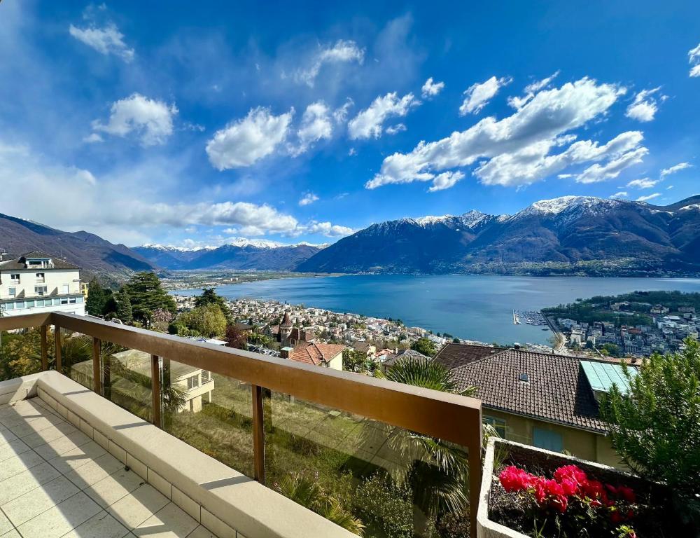 a view of the lake lucerne and mountains at Ferienwohnung C15 in Orselina