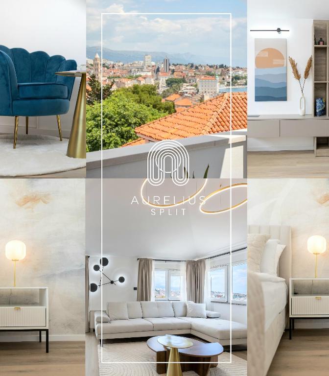 a collage of images of a living room at Apartment AURELIUS - Panoramic Views - City Center - Marjan Park - Quiet in Split