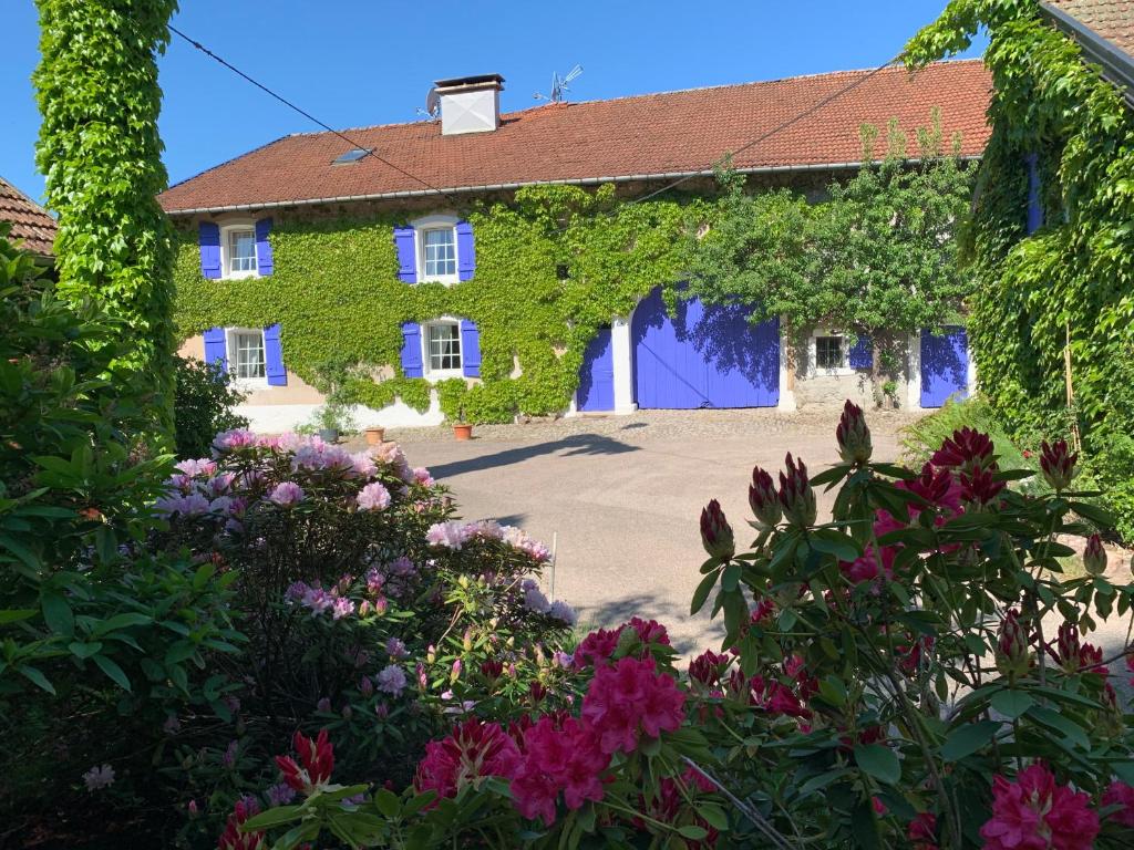 a house covered in ivy with a bunch of flowers at La Ferme de Mehachamp in Remiremont
