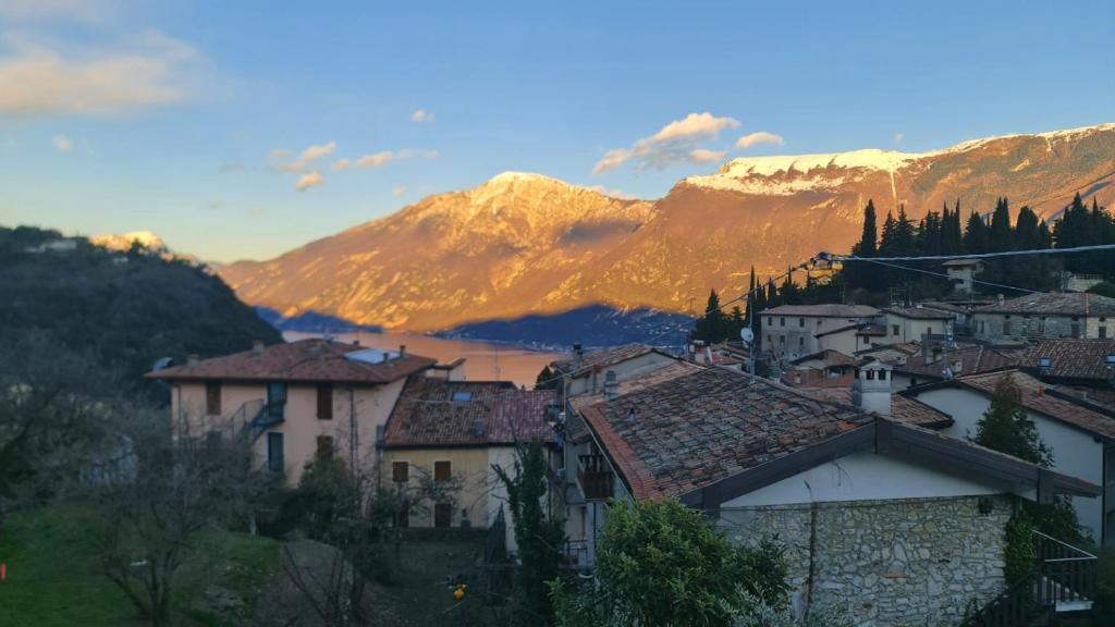 a view of a town with mountains in the background at Villa La Pief - Gardasee by Garda Domus Mea in Tremosine Sul Garda