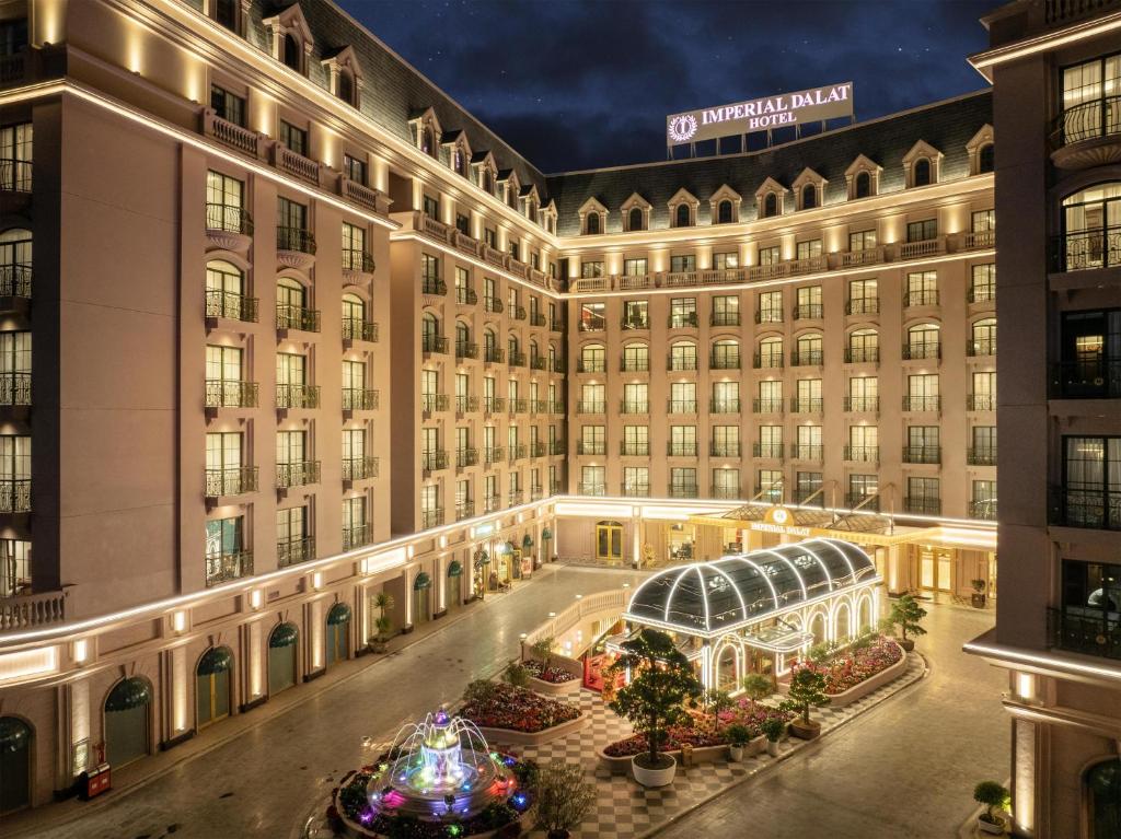 an aerial view of a hotel with a christmas display in the courtyard at Imperial Dalat Hotel, BW Premier Collection in Da Lat