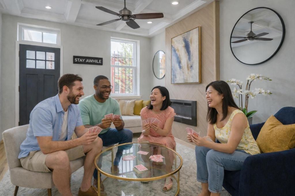 a group of people sitting in a living room at On Ensor in Baltimore