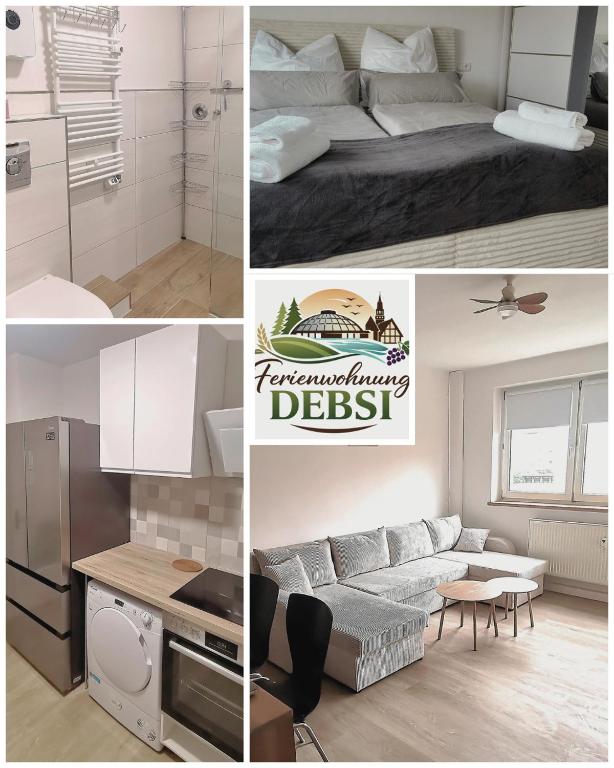 a collage of pictures of a bedroom and a living room at DEBSI vacation rental in Bad Windsheim