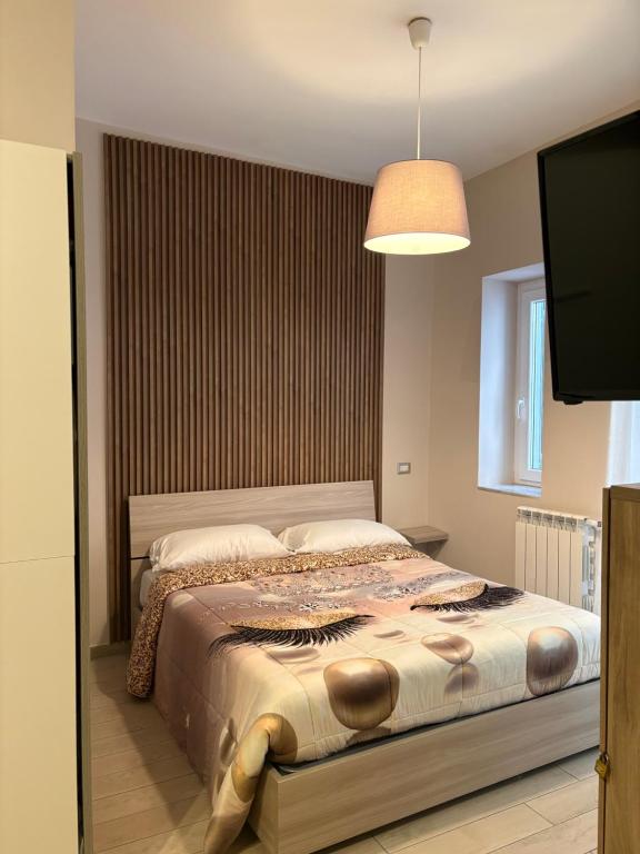 a bedroom with a large bed and a television at Il Palazzetto in Gaeta