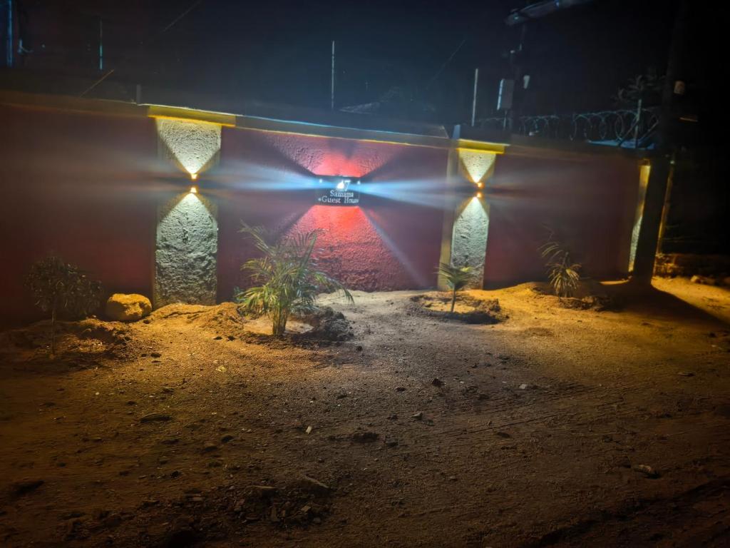 a building with lights on it at night at samama guesthouse in Groblersdal