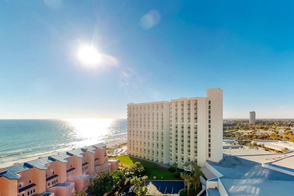 a view of a hotel and the ocean at Relaxing Waterfront Condo with Pools & Gym Access in Destin