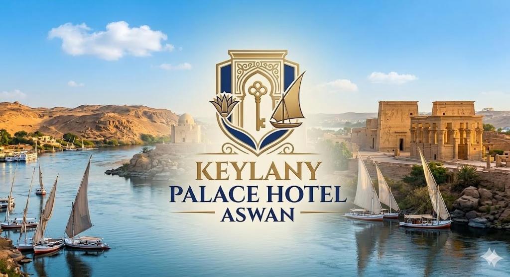 a logo for a palace hotel aswan with boats in the water at Kelany Palace Hotel Aswan in Aswan