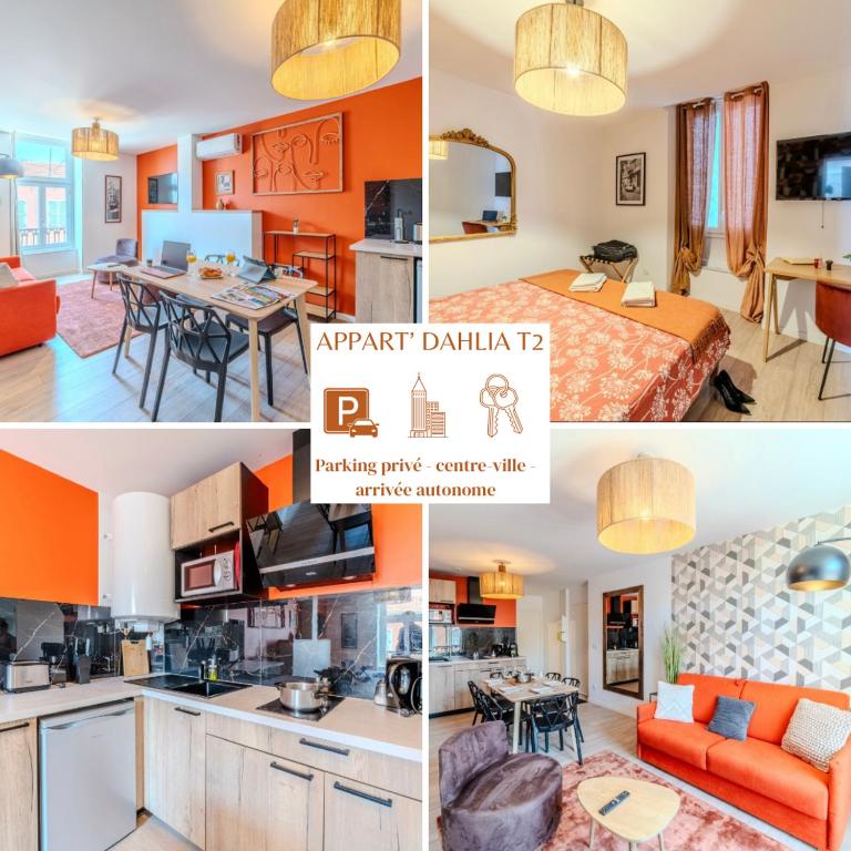 a collage of photos of a apartment in aprant dublin ic at T2 Dahlia Roanne centre-ville - Parking & Clim in Roanne