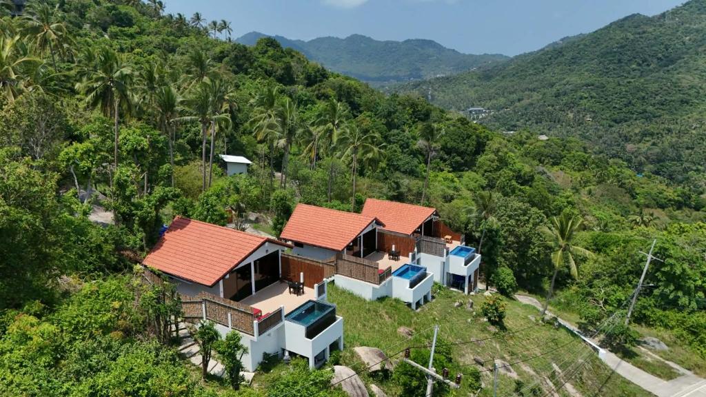 an aerial view of a house on a hill at Karo Villas in Ko Tao