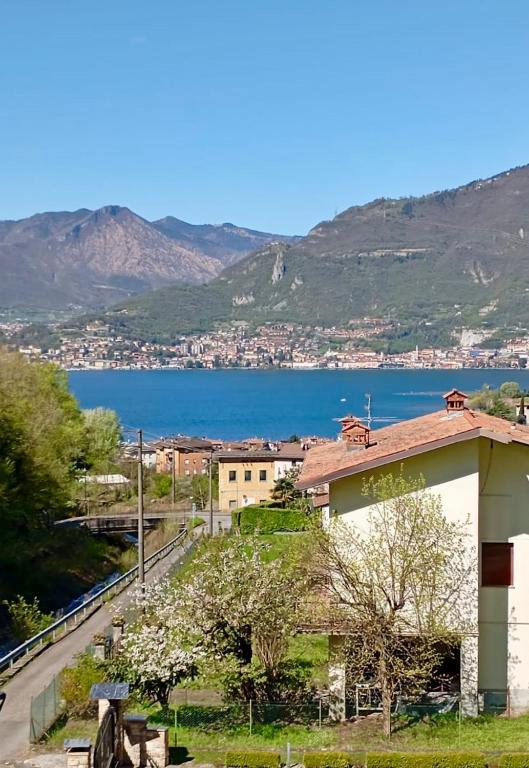 a view of a body of water and a city at Casa Fiocco vista Lago in Pisogne