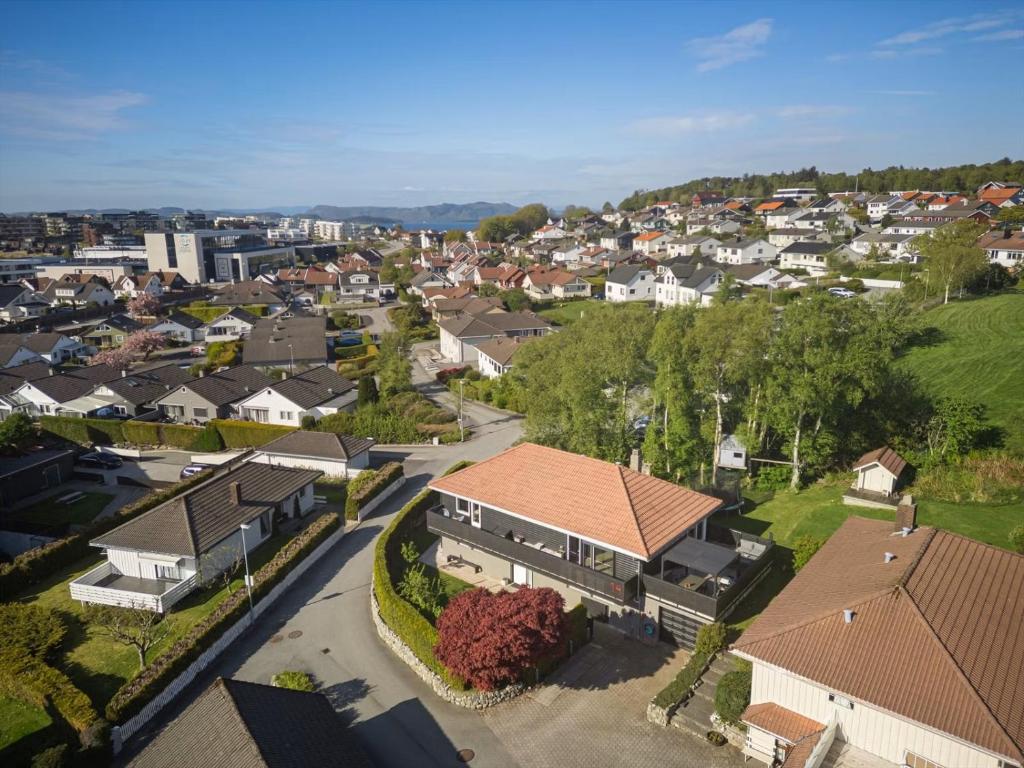 an aerial view of a residential neighbourhood with houses at Lykkebo in Stavanger