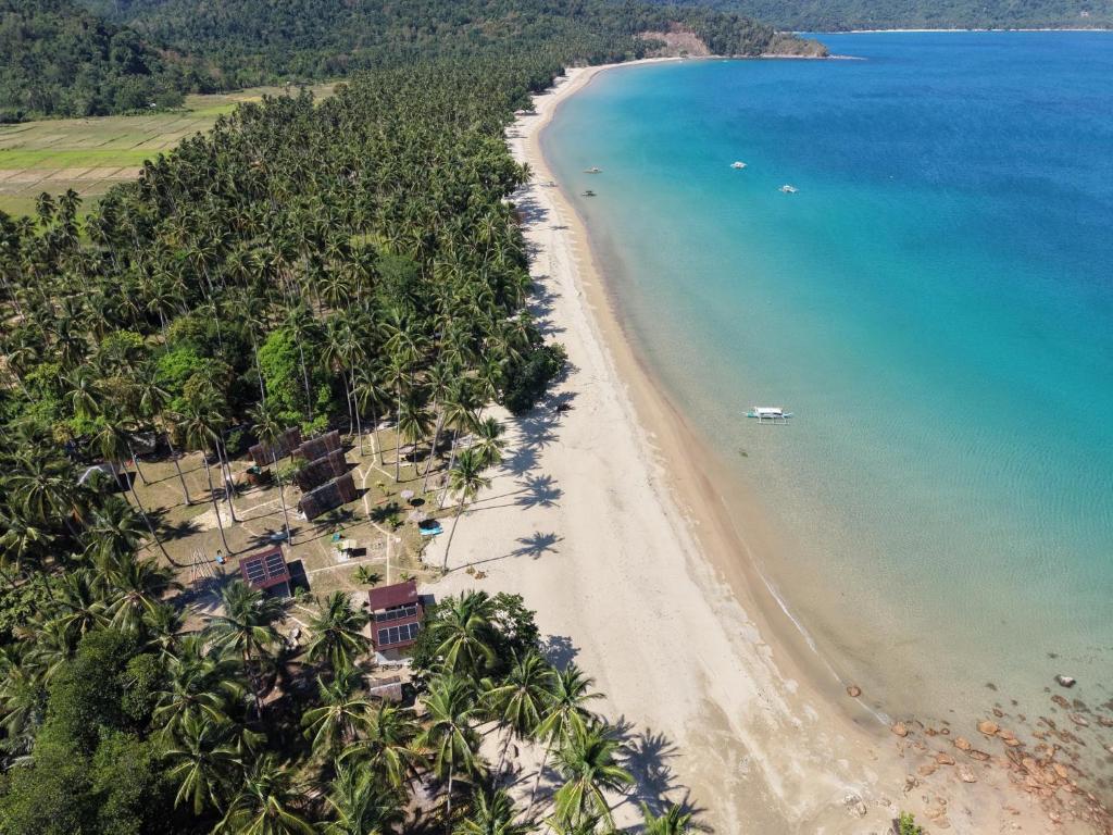 an aerial view of a beach with palm trees at Lumindas Beach Resort in Sabang