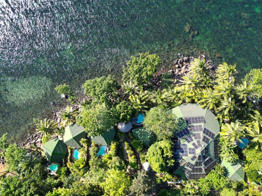 an aerial view of a resort near the water at Balihao Resort in Mambajao