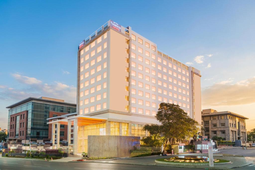 a rendering of a hotel building in a city at Fairfield by Marriott Lucknow in Lucknow
