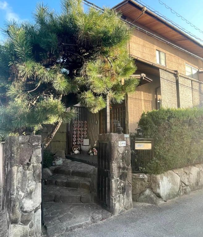 a pine tree in front of a building at RYU in Hatsukaichi