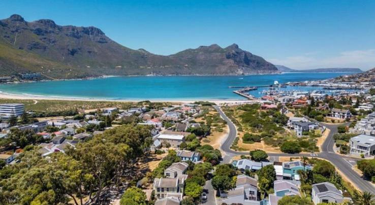 an aerial view of a suburb with a beach at Villa Oceanic Escape in Hout Bay