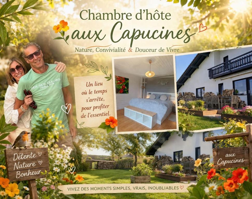 a man and a woman standing in front of a house at Aux Capucines in Theux