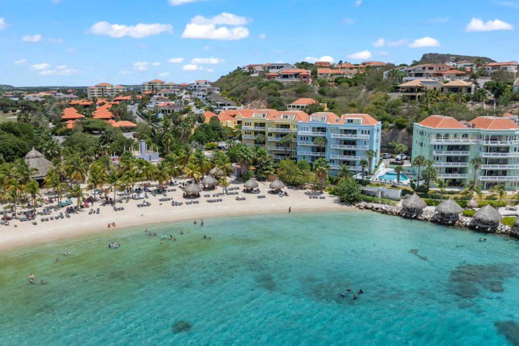 an aerial view of the beach at the resort at Spacious Ocean View Apartments with Balcony in Blue Bay in Blue Bay