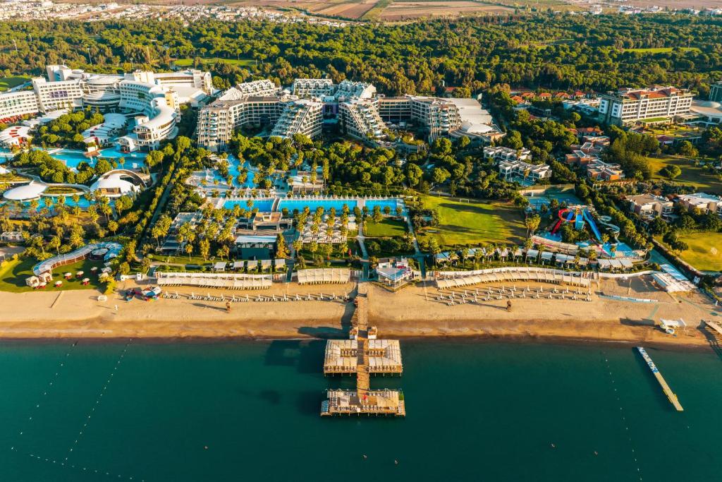 an aerial view of a resort near the water at Susesi Luxury Resort in Belek