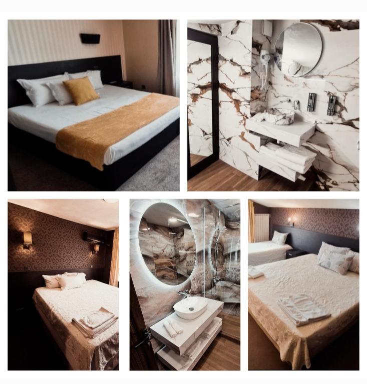 a collage of four pictures of a hotel room at Димоли in Elin Pelin