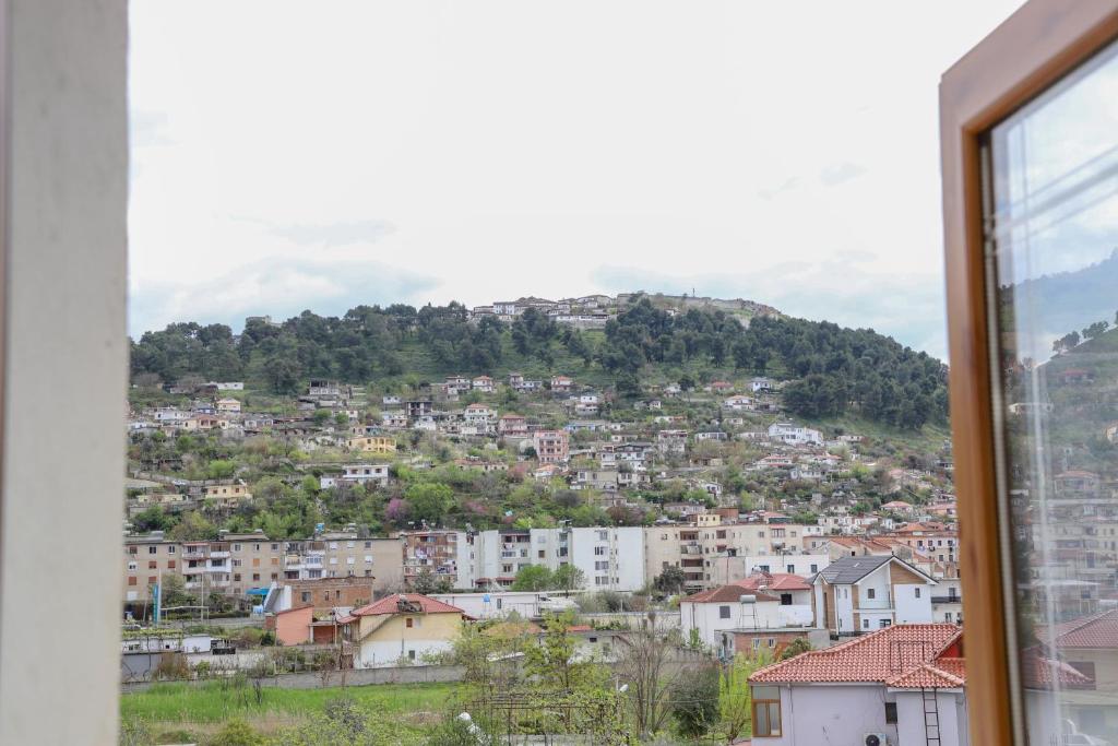 a view of a city from a window at Apartment Nikolas Berat in Berat
