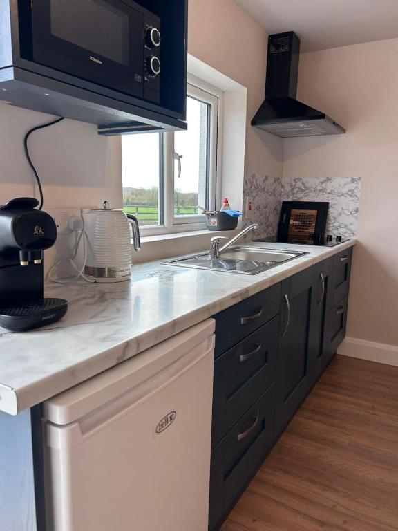 a kitchen with a sink and a microwave at Meadow View in Birr