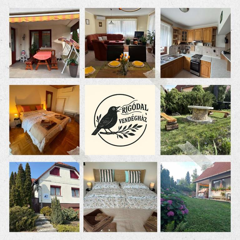a collage of different pictures of a house at Rigódal Vendégház in Eger