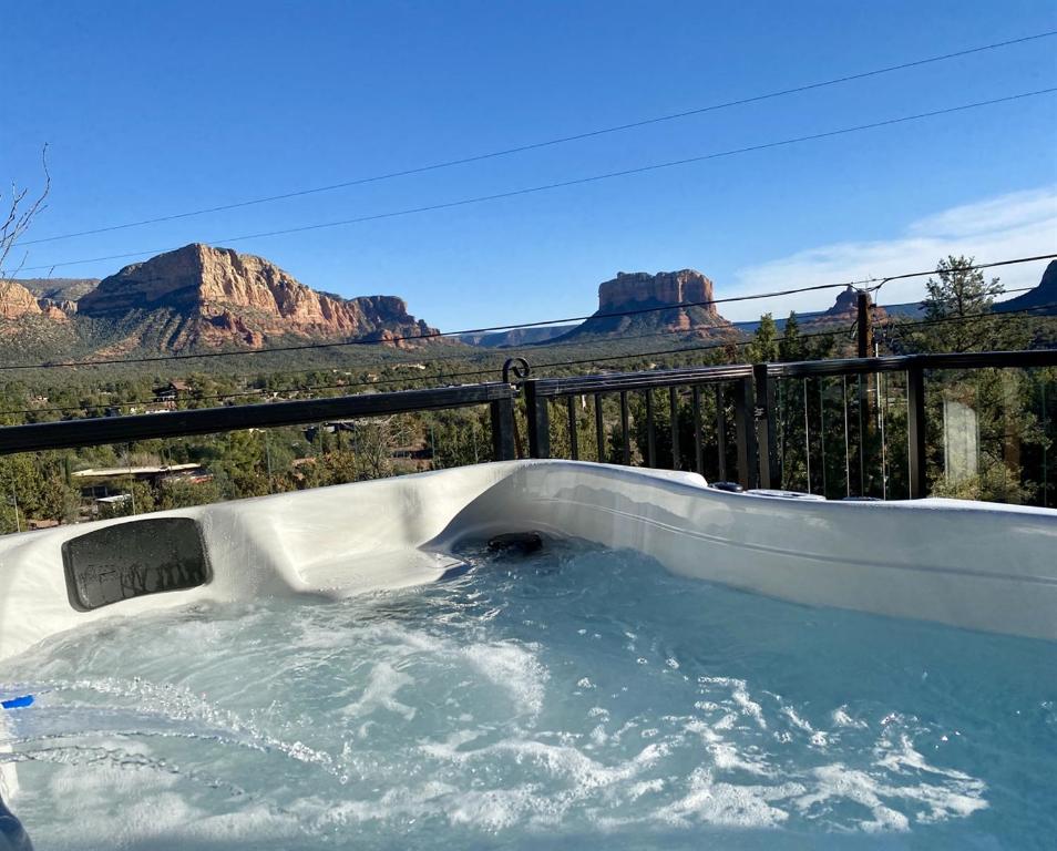 a hot tub with a view of the grand canyon at Perfect Couples Getaway Private Hot Tub Panoramic Red Rock Views in Sedona