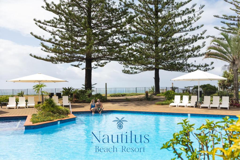 a view of the infinity pool at the beach resort at Nautilus Beach Resort by Charlesworth in Coffs Harbour