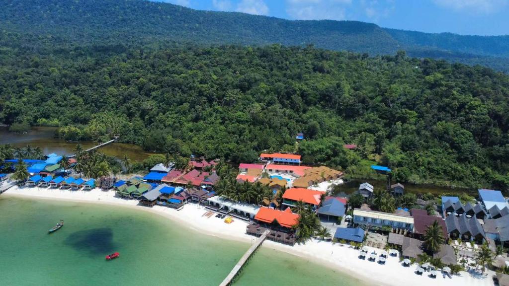 an aerial view of a resort on a beach at Koh Rong New Beach Resort in Koh Rong Island