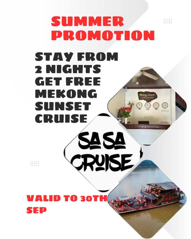 a flyer for a summer promotion with a picture of a summer promotion sign at Mekong Charm Sunset River View in Luang Prabang