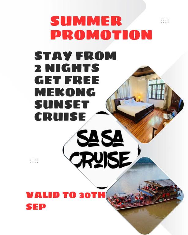 a collage of three pictures of a house with the words summer promotion stay from at Maison Vongprachan Legend in Luang Prabang
