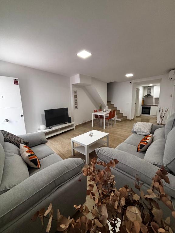 a living room with two couches and a television at Casa Privada Benidorm Centro in Benidorm