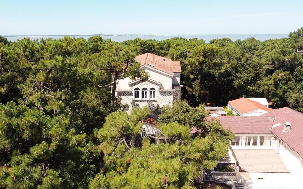 an aerial view of a house in the trees at Les Buissonnets in Saint-Georges-de-Didonne