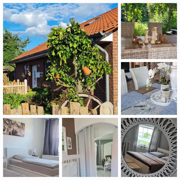 a collage of photos of a house with a plant at Mutti 's Landhaus in Ummern