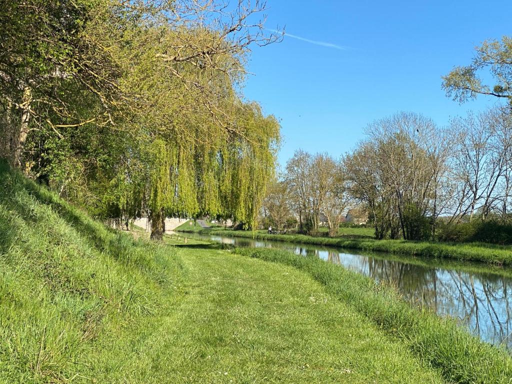 a river with trees on the side of it at Champvert in Champvert