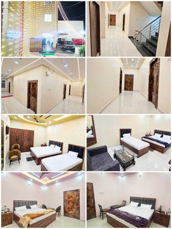 a collage of photos of a room at Ojas Royale - Banquet and Hotel in Prayagraj