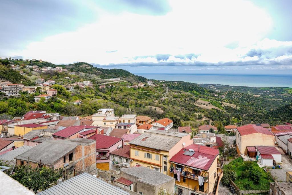 an aerial view of a town with the ocean at Belvedere di Ciro' in Cirò