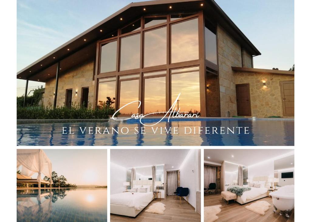 a collage of three pictures of a house at Casa Albarari Boutique Double Rooms with access to shared Infinity Pool in Sanxenxo