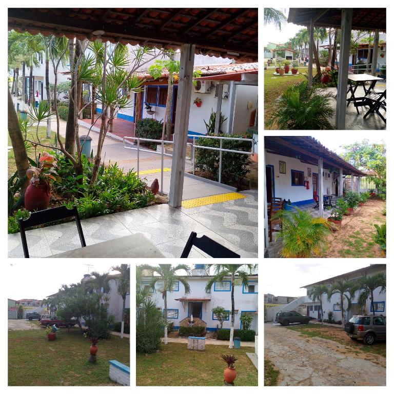 a collage of photos of a house with palm trees at residencial portuguesa in Parnamirim