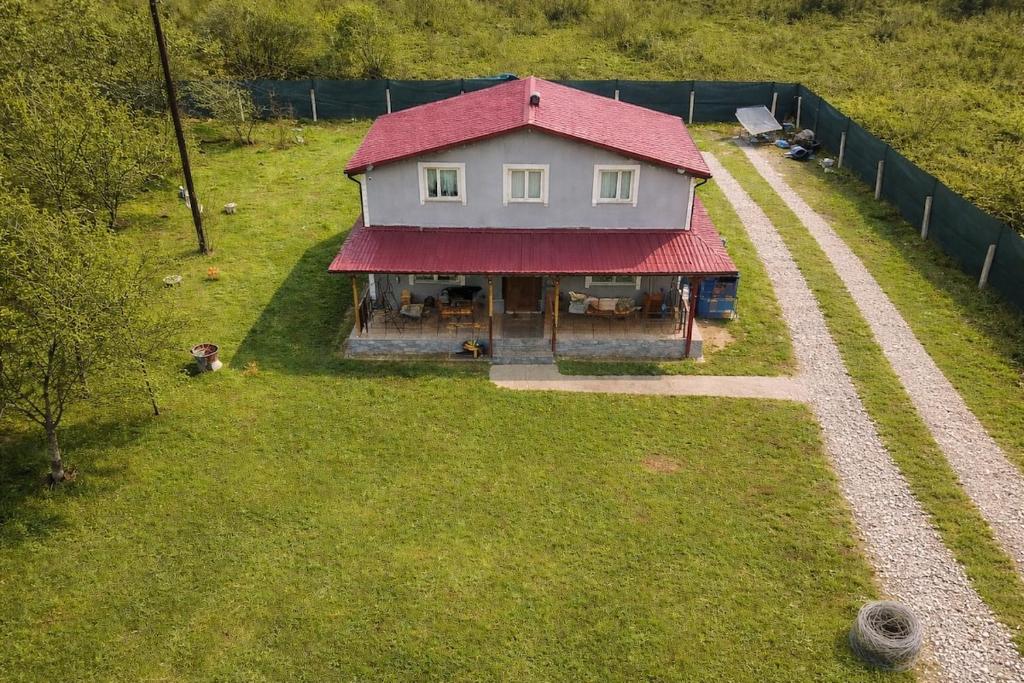 an aerial view of a house with a red roof at Liva Kartal in Karasu