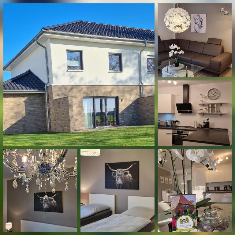 a collage of pictures of a house at Mutti 's Haus -Zur Südheide in Wahrenholz
