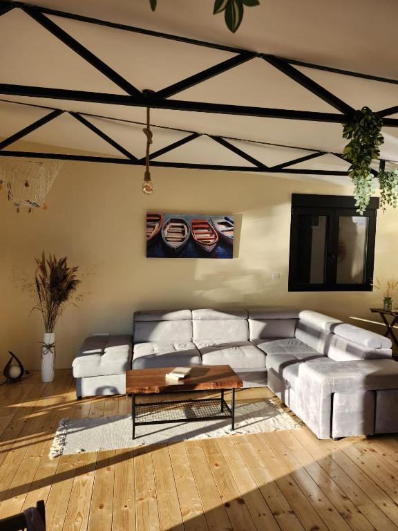 a living room with a couch and a table at Splav La-familia in Umka