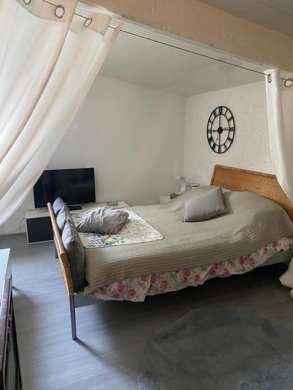 a bedroom with a large bed in a room at Pavillon Val in Romainville
