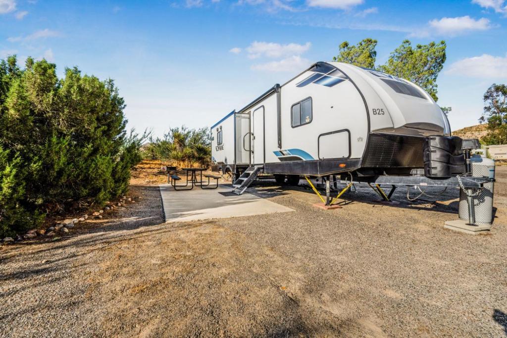 an rv is parked in a parking lot at De Anza Springs Resort in Titus