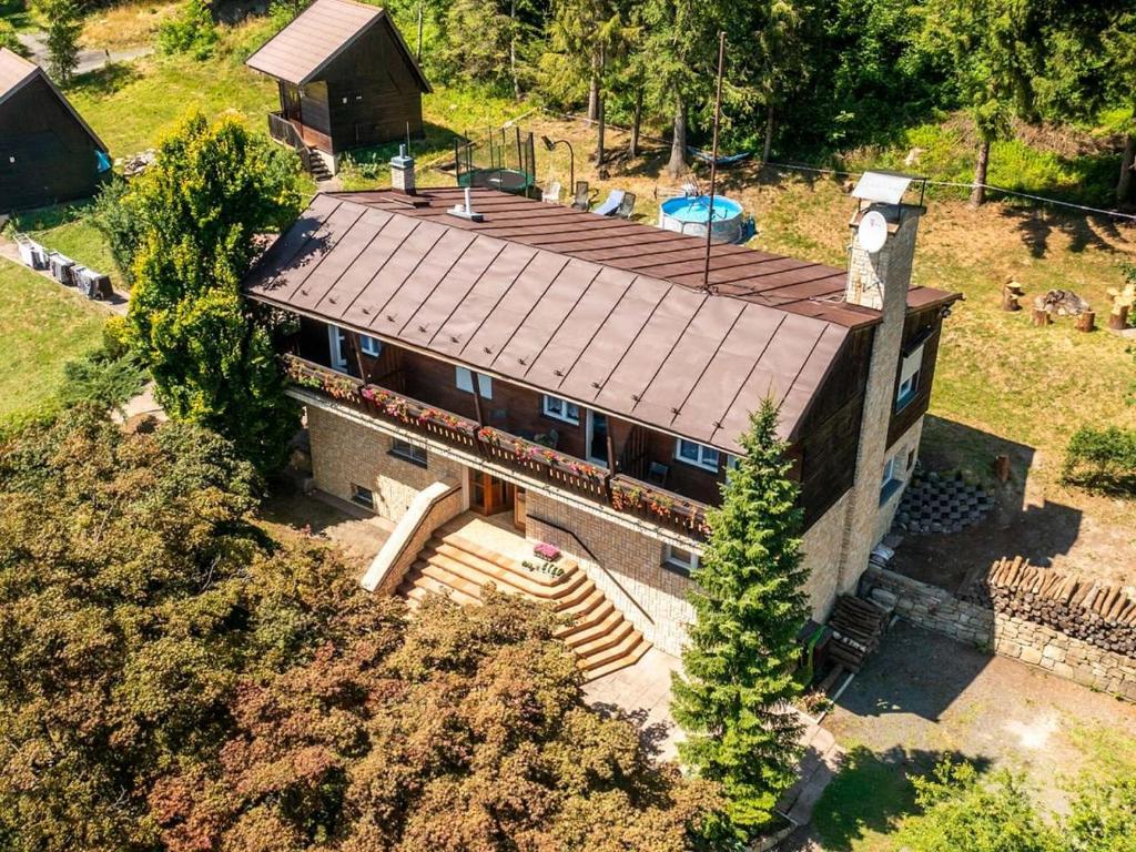 an overhead view of a house with a roof at Chata Na Pasekách in Rajnochovice