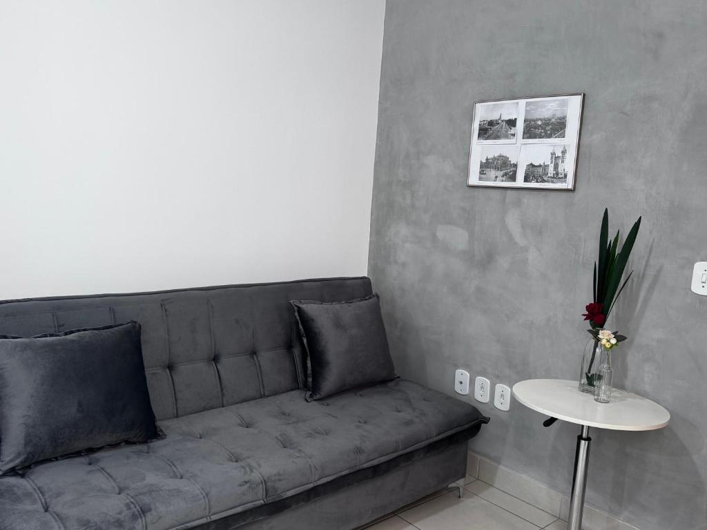 a living room with a couch and a table at Apartamento da Rosa Rua Epaminondas Otoni Número 777 in Teófilo Otoni